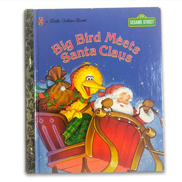 Vintage Christmas Book 90s Sesame Street Big Bird Meets Santa Claus 1997 - Picture 1 of 7